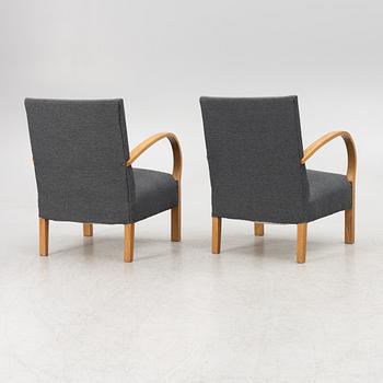 A pair of Swedish Modern armchairs, 1940's.