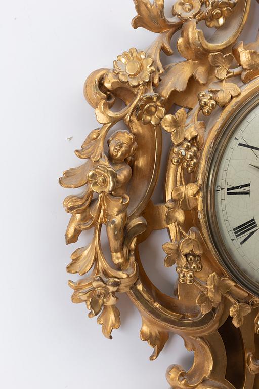 A Neo-rococo wall clock by Johan W. Berg, Karlstad, Sweden, ca. 1860.