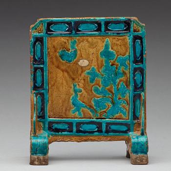 A ceramic table screen, Ming dynasty (1368-1644).