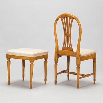 Tuoli ja jakkara, kustavilaiset, noin 1800.