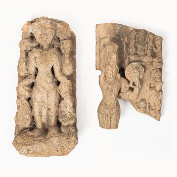 Two Indian stone fragments, 19th century or older.