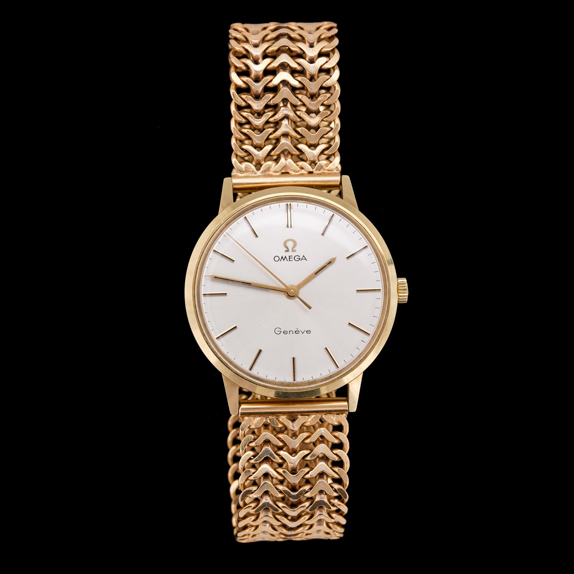 HERRARMBANDSUR, Omega, 14K armlänk 18K, totalvikt ca 57g.