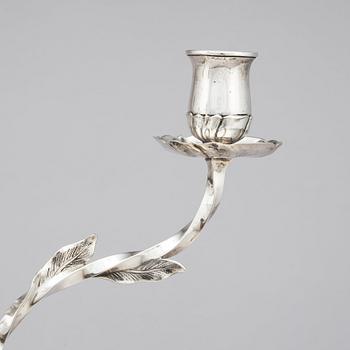 Atelier Borgila, a pair of three-light silver candelabra, Stockholm 1929.