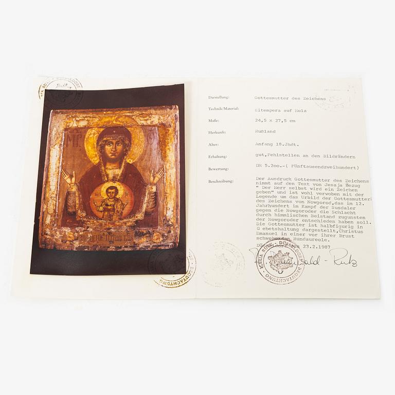 Icon, Russia, 19th century, Mother of God of the Sign.