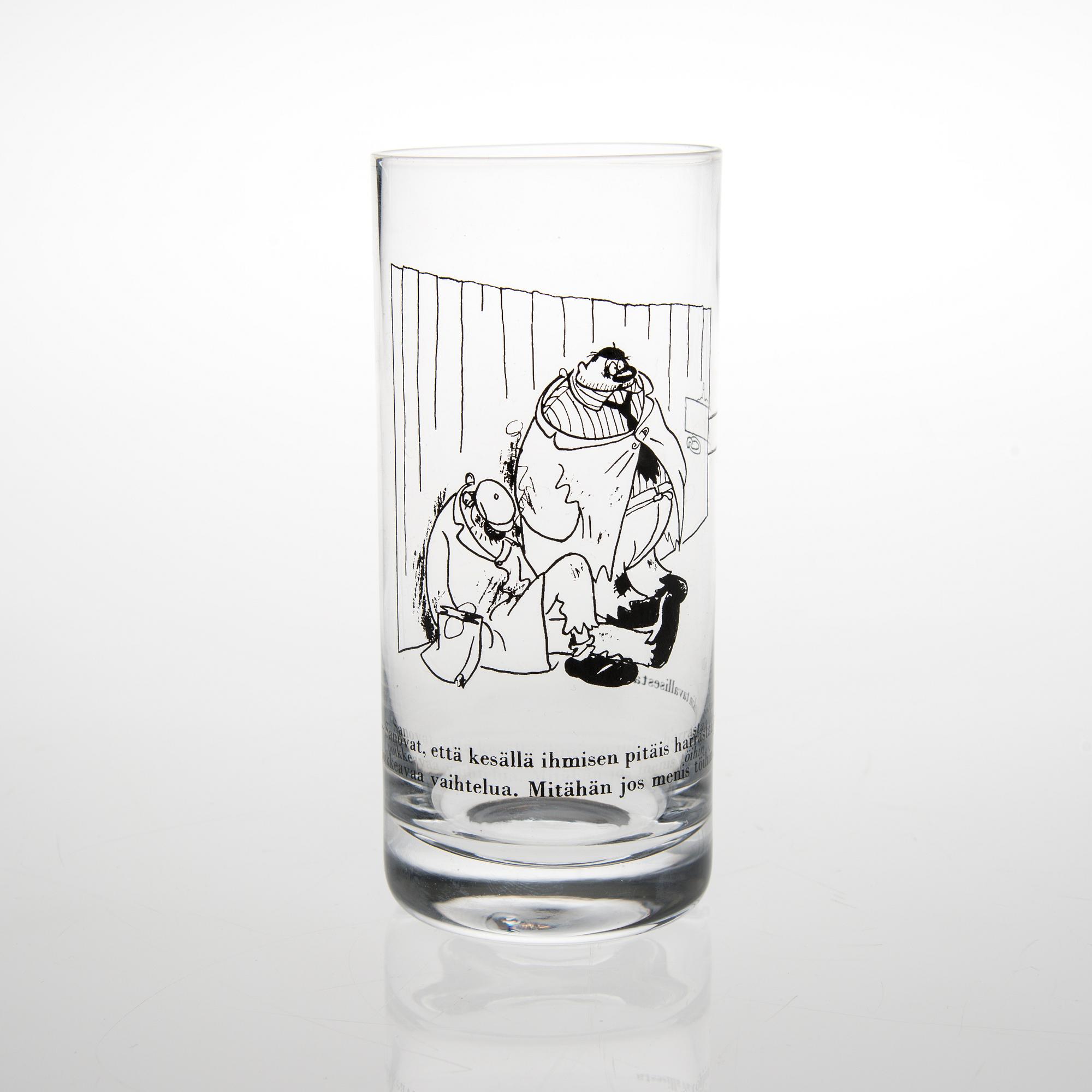 DRICKSGLAS, 6 st, med Kari Suomalainens skämtteckningar.