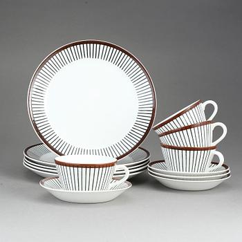 SERVISDELAR, 9 st, Spisa Ribb, Stig Lindberg, Gustavsberg, 1955-1974. Benporslin och flintgods.
