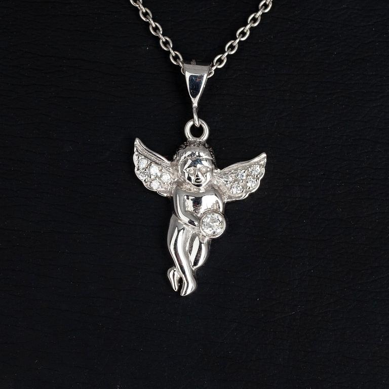 HÄNGE, 14K vitguld, skyddande ängel. Vikt 5,6 g.