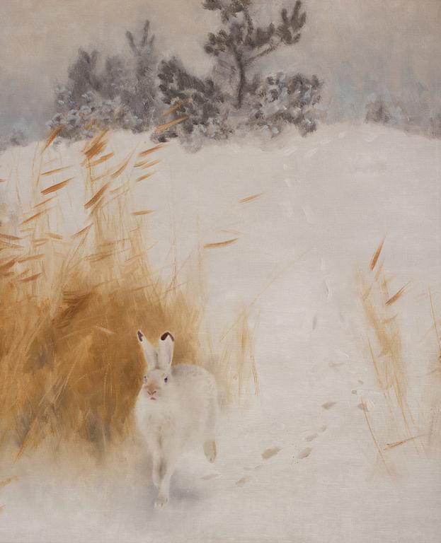 Bruno Liljefors, Winter landscape with hare.