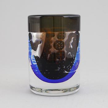 Edvin Öhrström, a signed glass vase, 'Gondoljären', Orrefors, 1986.