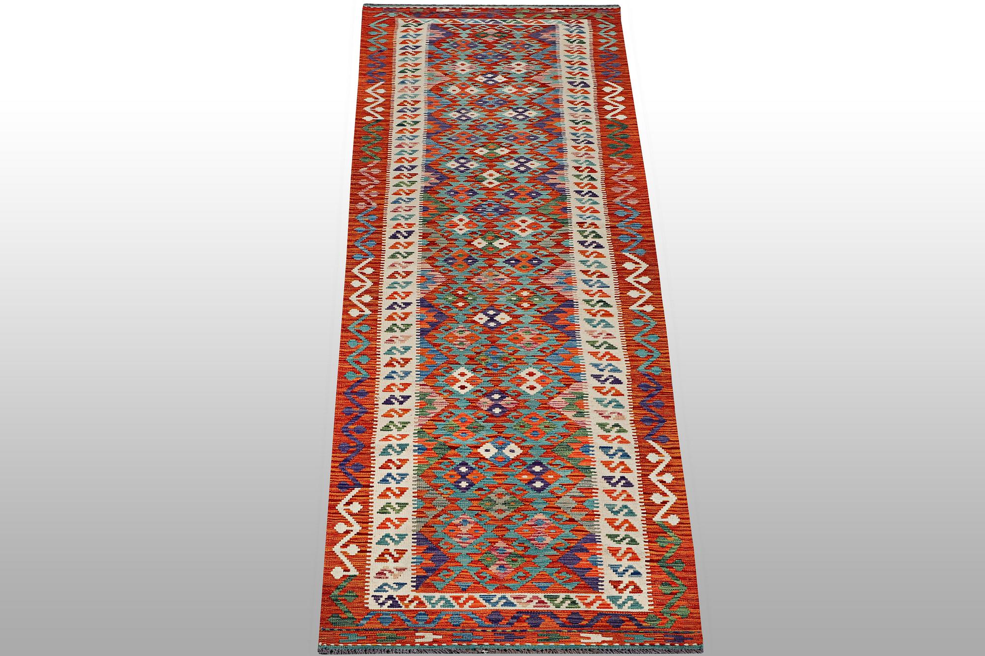 A runner carpet, Kilim, ca 389 x 83 cm.