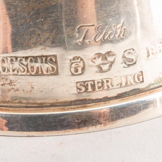 LJUSSTAKE, SKÅL samt BÄGARE, silver 1900-tal.