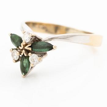 Ring, 18K white gold set with brilliant-cut diamonds and tourmalines.