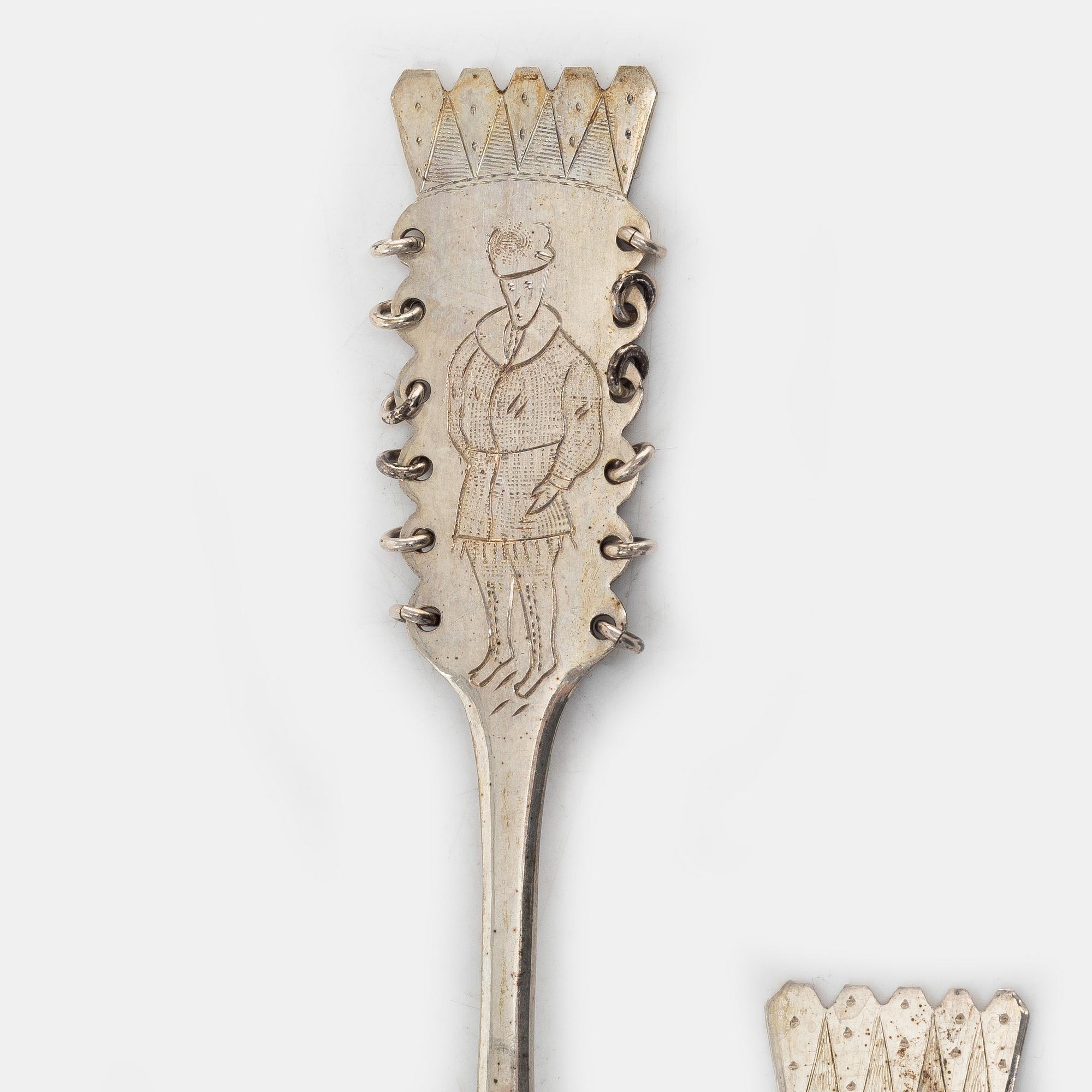 A set of fourteen Swedish silver spoons and server, including with mark of CO Persson Ab, Haparanda 1957.