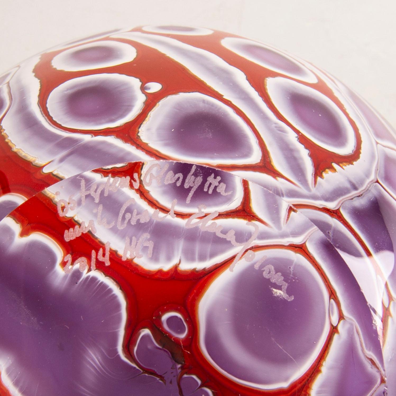 Elna Melusine Jolom, a signed graal unique vase 2014 Österlens glashytta.