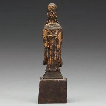 A copper alloy figure of a daoist dignitary, late Ming dynasty (1368-1644).