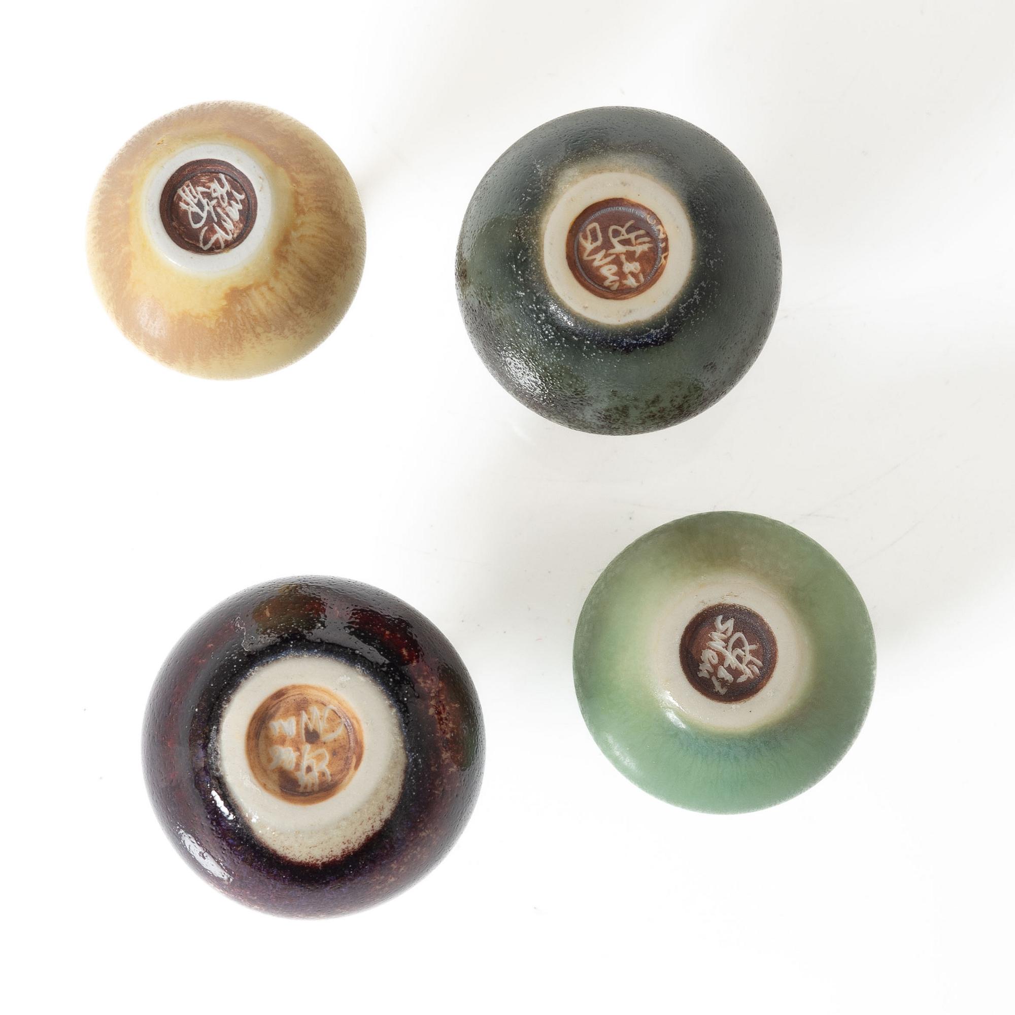 Sven Wejsfelt, a set of seven stoneware vases and three bowls, Gustavsbergs studio, 1980's.