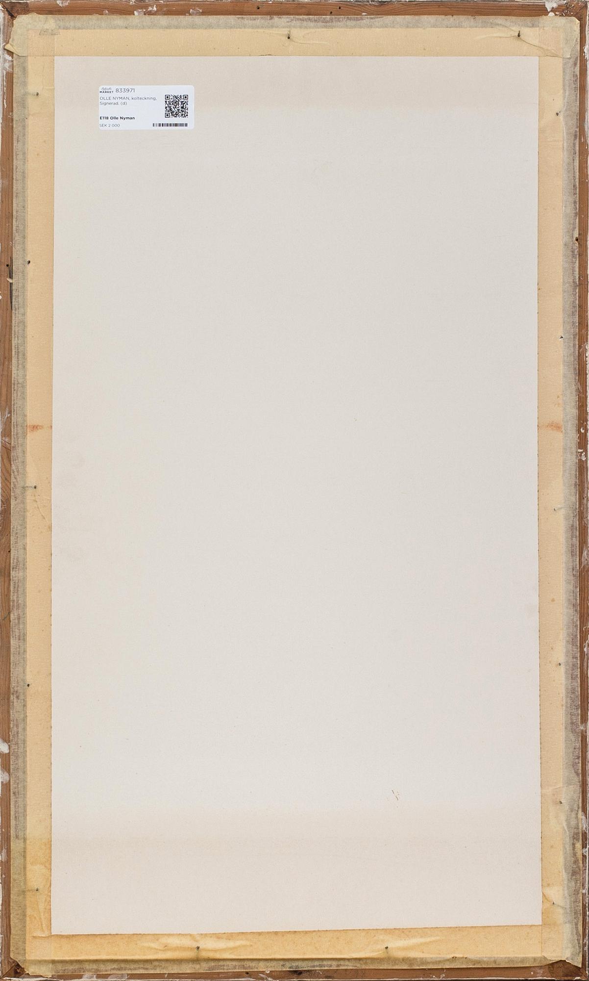 OLLE NYMAN, kolteckning, Signerad.