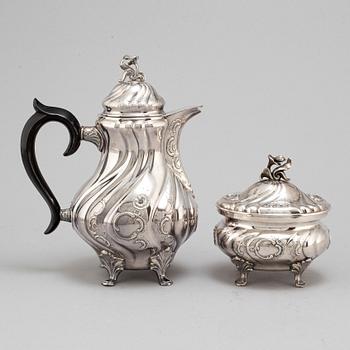 CG HALLBERG and GAB, two silver coffee service parts, Stockholm, 1961-62.