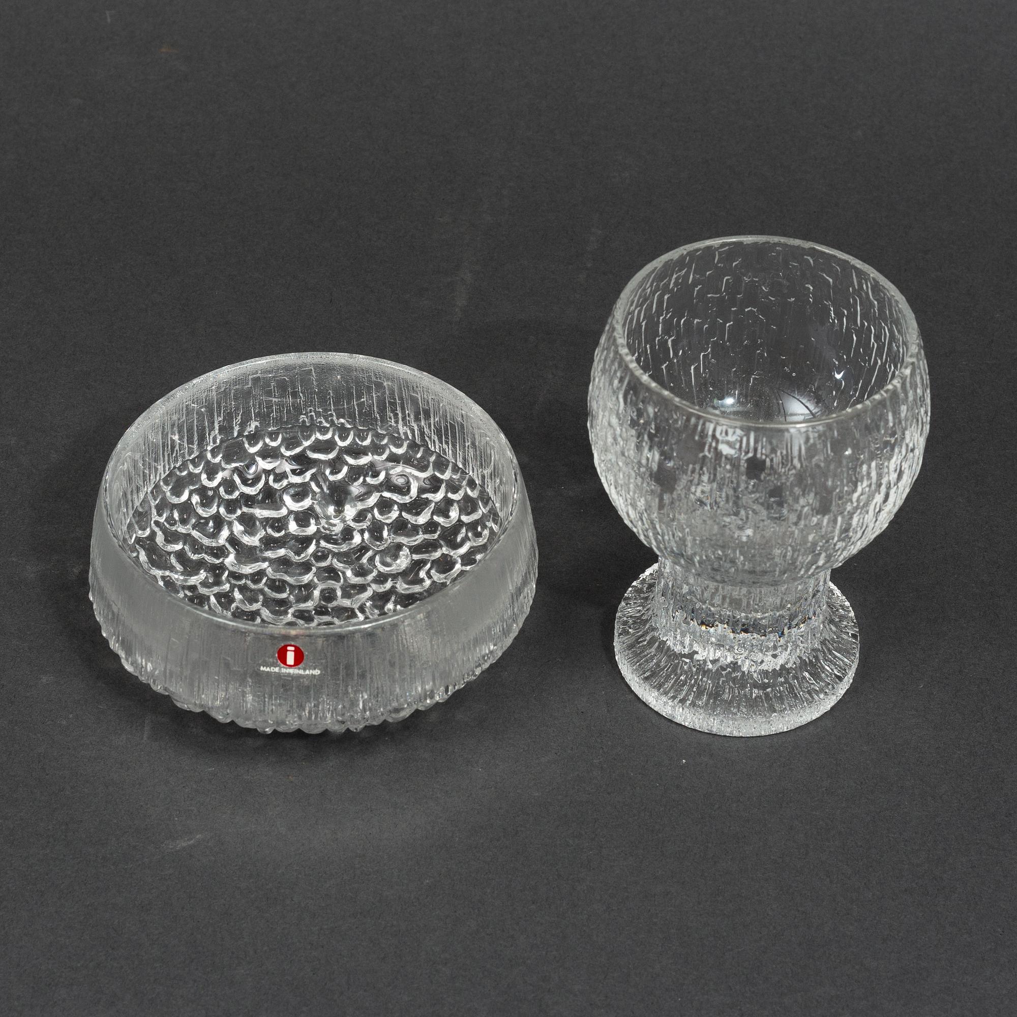 Tapio Wirkkala, a set of 22 glass service parts from the series 'Ultima Thule' and 'Kekkerit', Iittala, Finland.