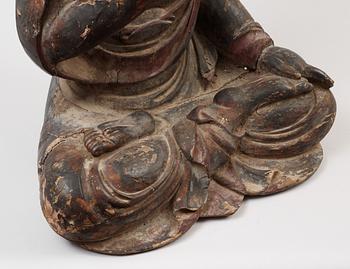 BUDDHA, trä och lack. Japan, Edo (1603-1868).