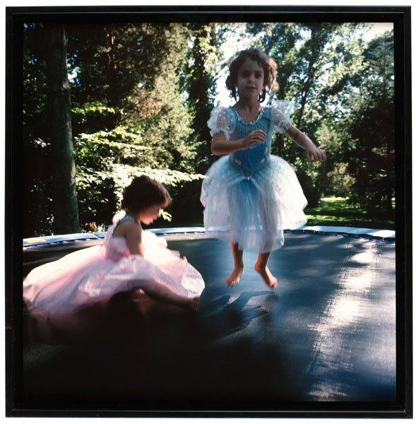 Nan Goldin, "Lily & Isabel on the trampoline, East Hampton 1996".