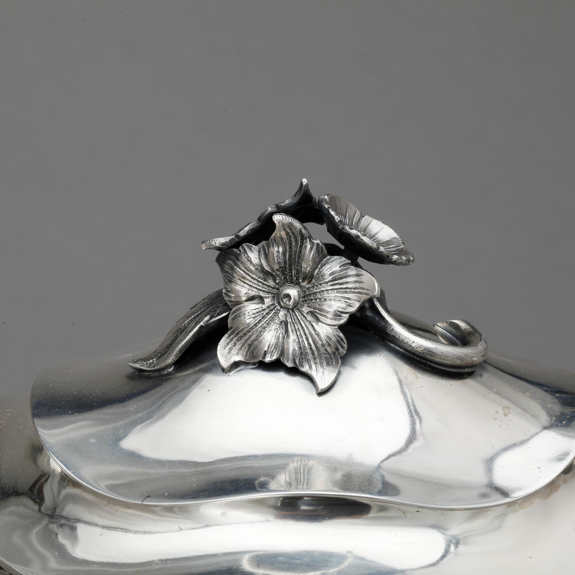 KAFFESERVIS, 3 delar, silver, Eric Råström, Stockholm 1950. Tot ca 1295 gram.