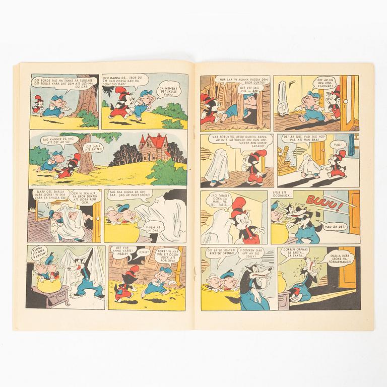 Comic books, “Kalle Anka & Co” No. 7, 1950, and “Kalle Anka & Co” No. 4, 1950.