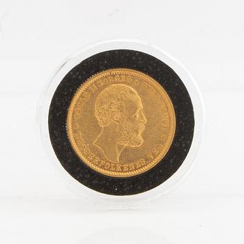 Gold coin Norway, Oscar II 20 kr, 1876.