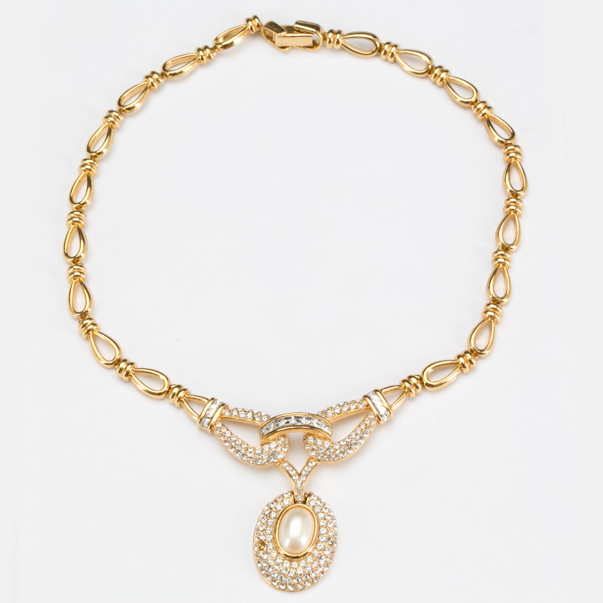 HALSBAND, gulmetall, Oscar de la Renta, vintage.