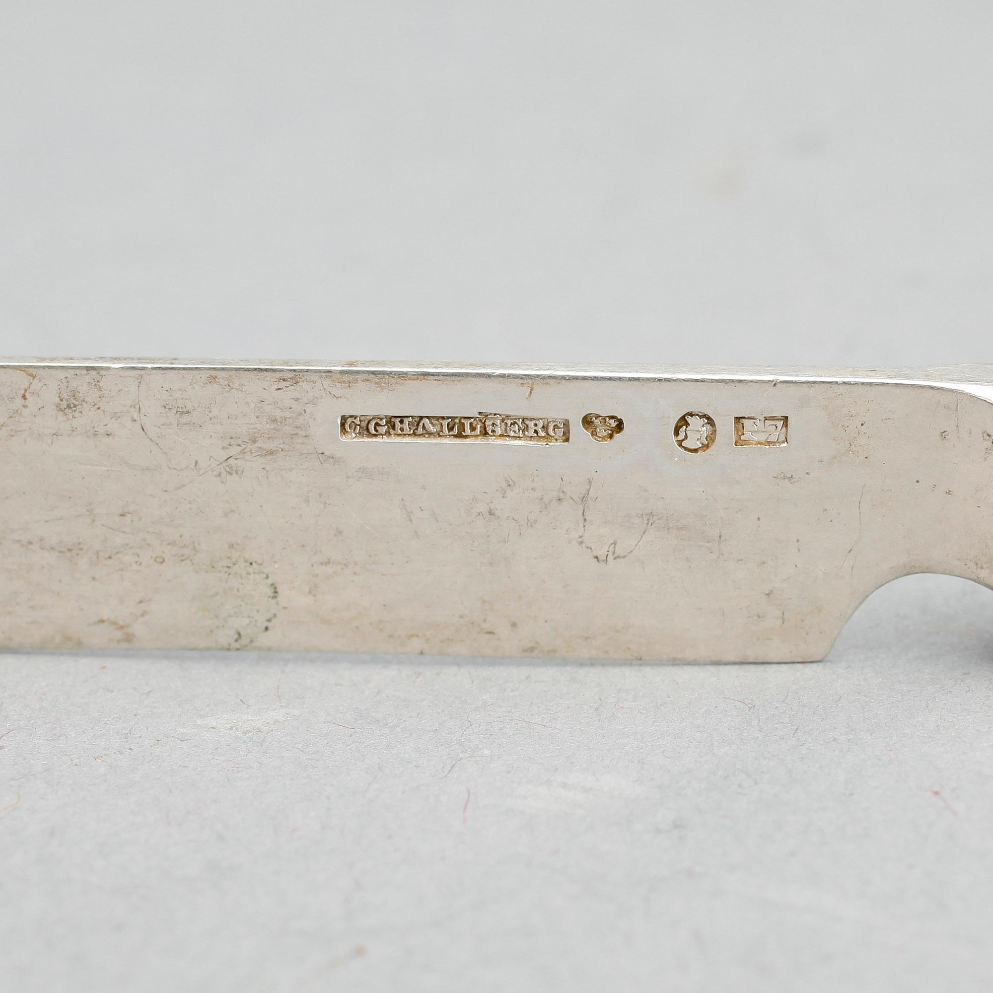 FRUKTKNIVAR, 12 delar, silver, C G Hallberg, 1916. Totalvikt ca 404 gram.
