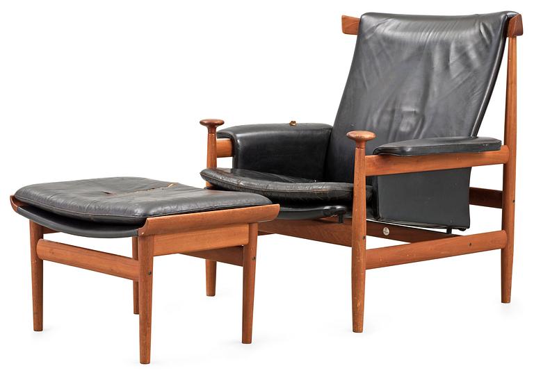 A Finn Juhl "Bwana" easy chair with ottoman, France & Son, Denmark 1960's.