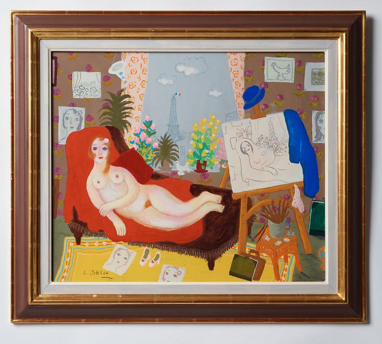 Lennart Jirlow, The artist's studio, a model on a chaise longue.