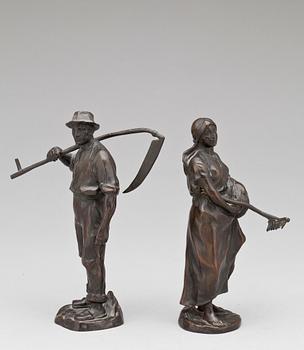 OKÄND KONSTNÄR, skulpturer, 2 st, brons, sign H. Müller i godset.