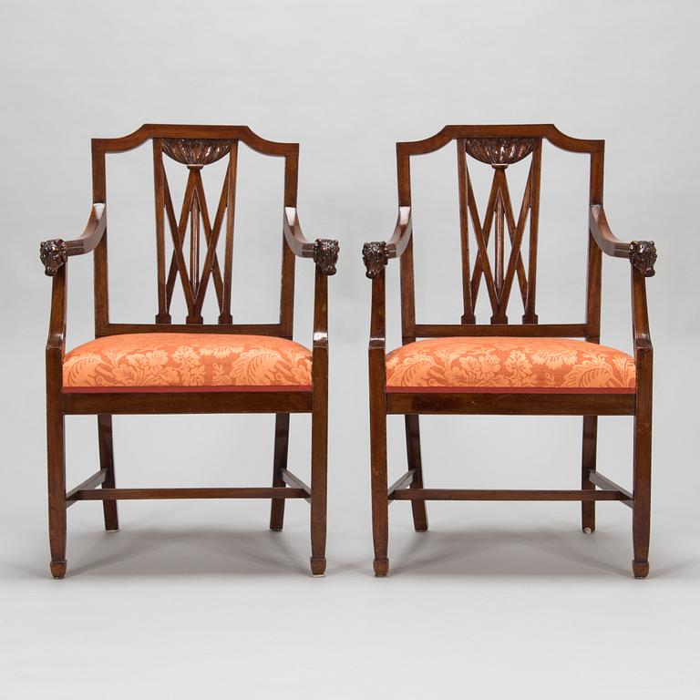 A pair of mahogany armchairs, England, second half of the 19th century.