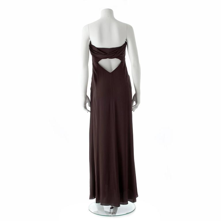 ARMANI COLLEZIONI, a taupe coloured evening dress.