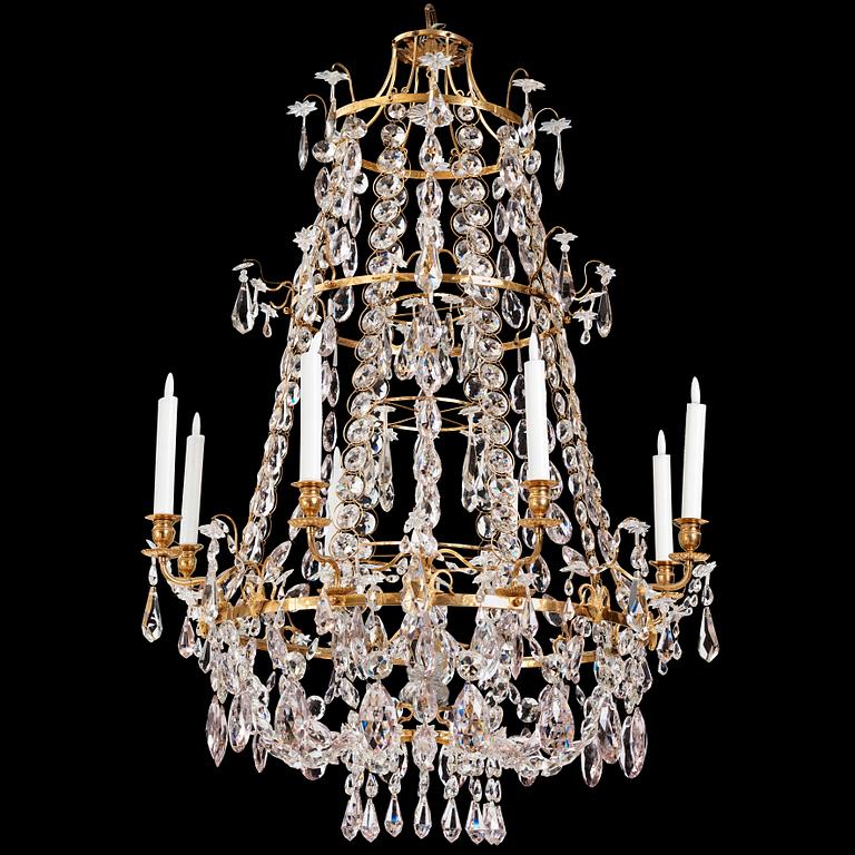 A Swedish late 18th century Gustavian eight-light chandelier.