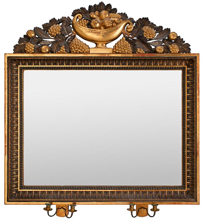 SPEGELLAMPETT, för fyra ljus, av Johan Martin Berg (verksam i Göteborg 1803-1837). Empire.