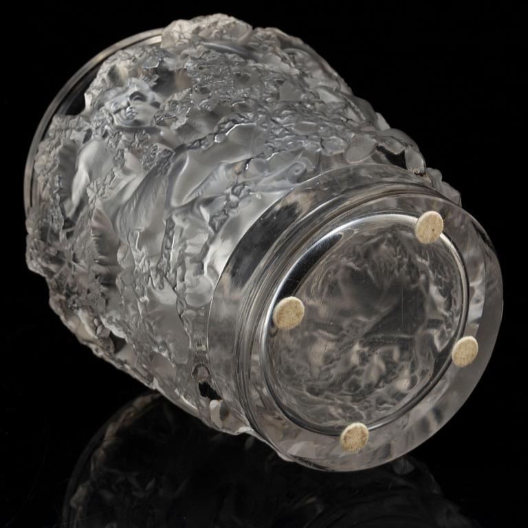 A 'Bacchus' glass vase from Lalique, France.