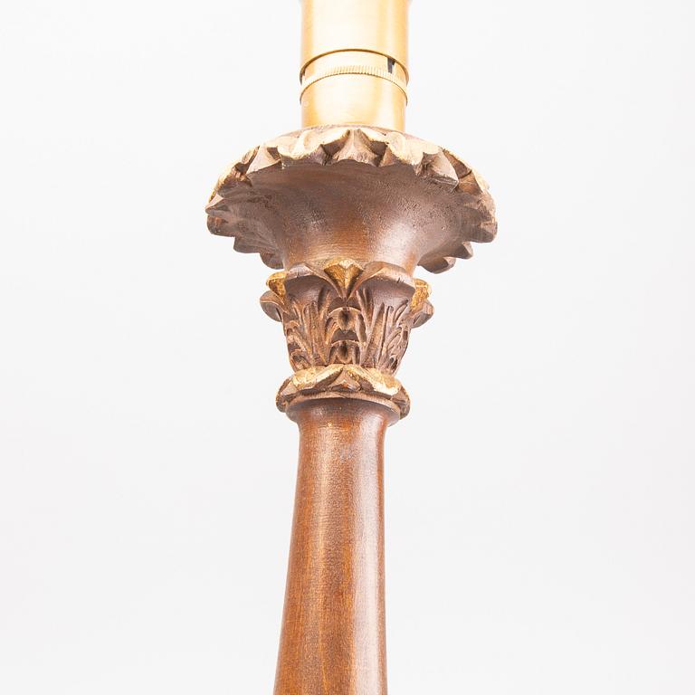 A pair of wood table lamps from Paoletti, Firenze Italy, second half of 20th century,