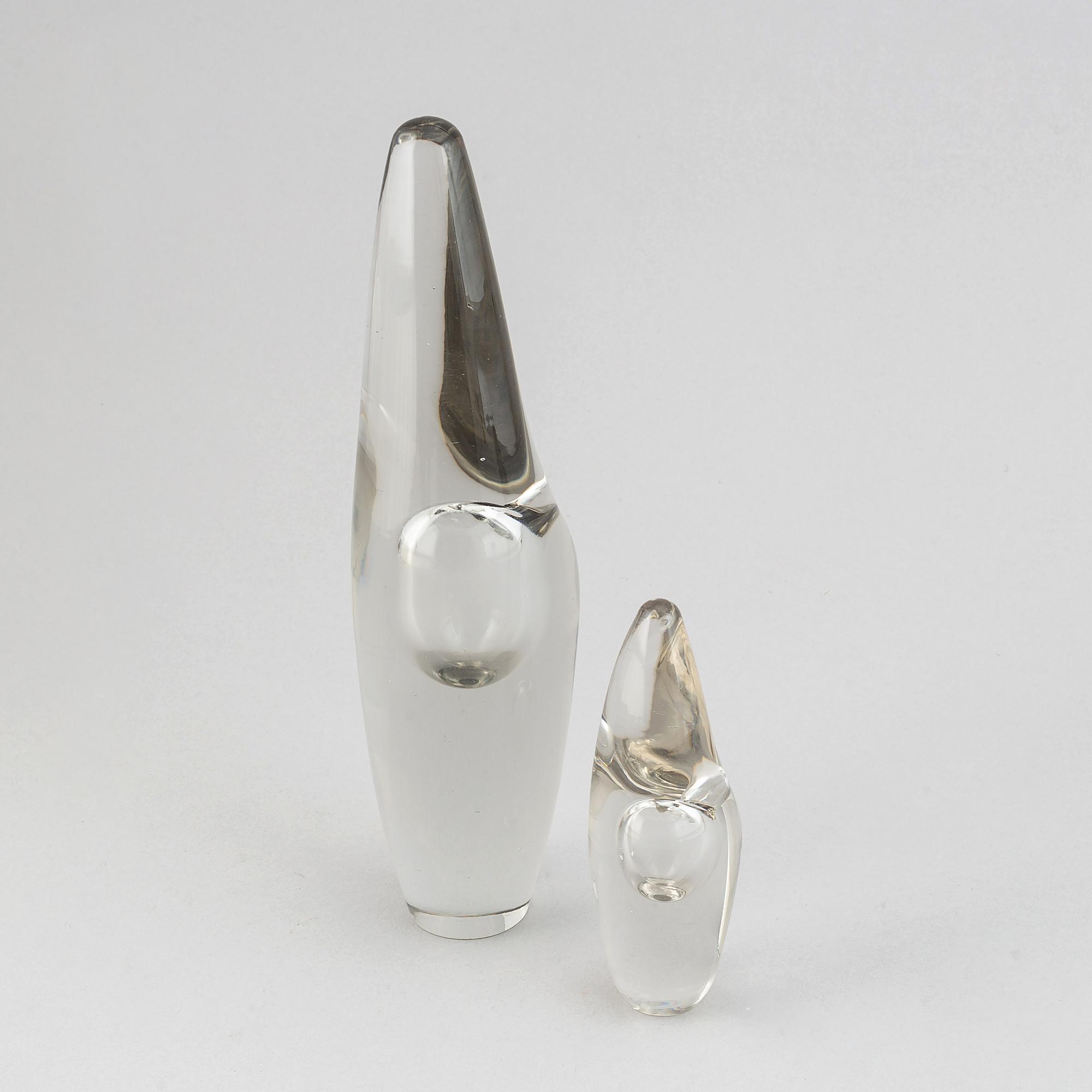 Two 'Orkidé' sculptures/vases by Timo Sarpaneva, Iittala, one dated 1957.
