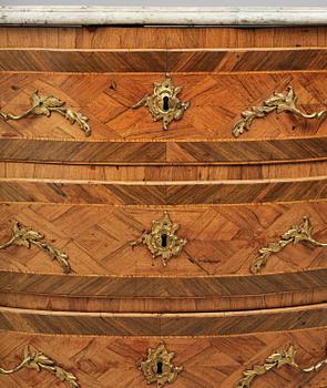 A rosewood parquetry commode, Stockholm, later part 18th century.