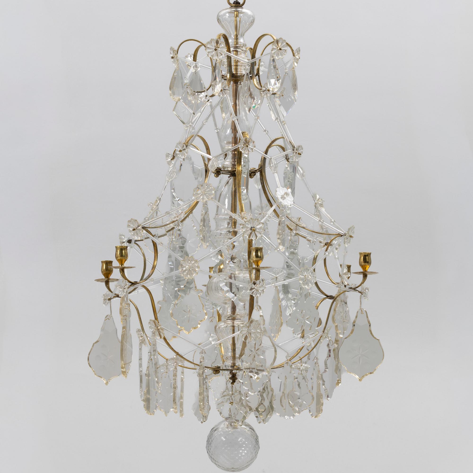Chandelier for six lights, Rococo, 18th century.