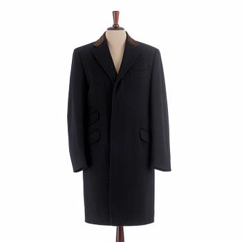 300. PARK HOUSE, a dark blue wool and cashmere coat / covert coat, storlek 50.