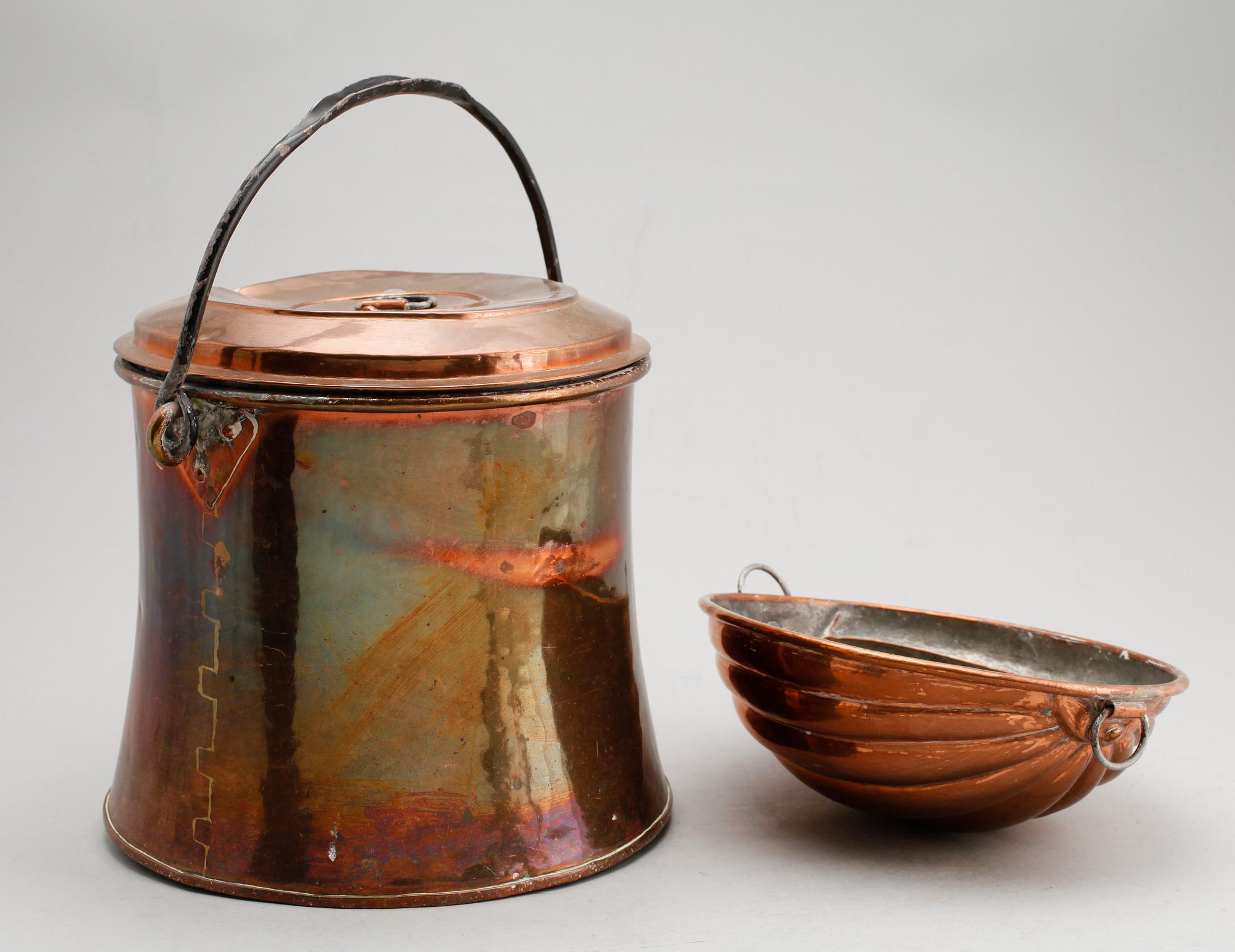 HINK OCH ALADÅBFORM, koppar, 1800-tal.