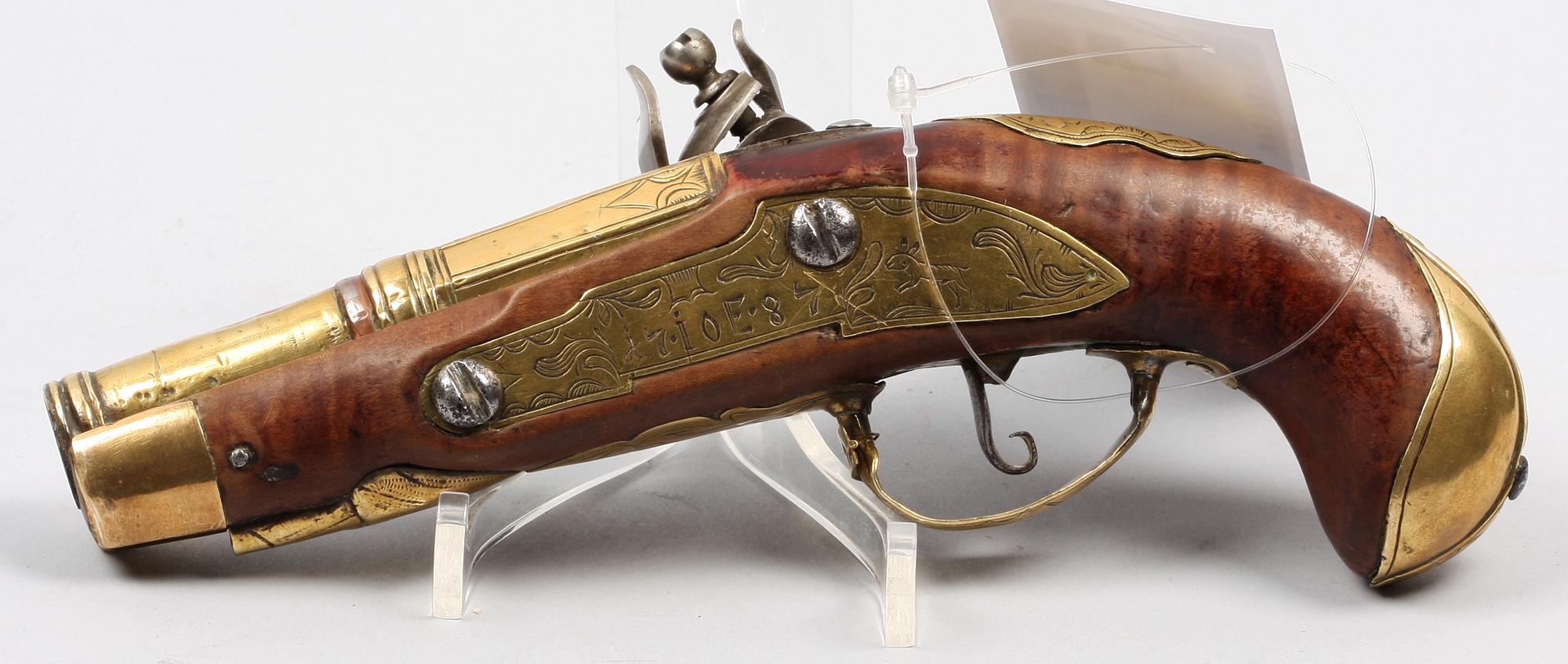 FLINTLÅSPISTOL, sent 1700-tal.