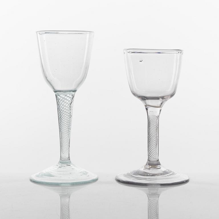 A set of two presumably English glasses, 18th Century.