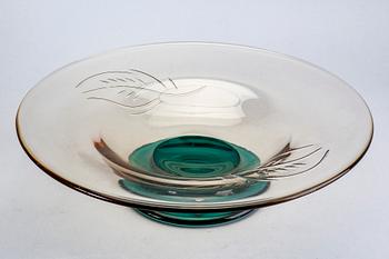 Gunnar Cyrén, bowls / vase, 3 pcs, Orrefors, signed.