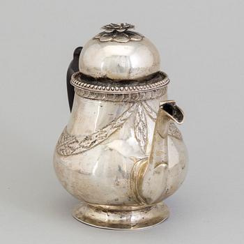 A late 18th century silver teapot.