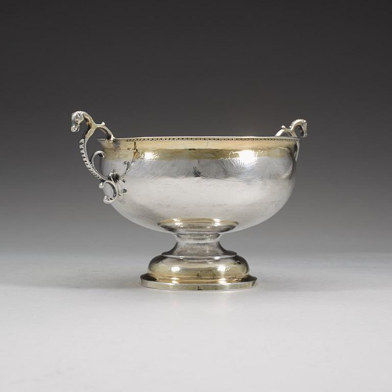 A Swedish 18th century parcel-gilt brandy-bowl, Christoffer Bauman, Hudiksvall 1777.