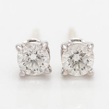 Earrings, brilliant-cut diamonds, 18K white gold.